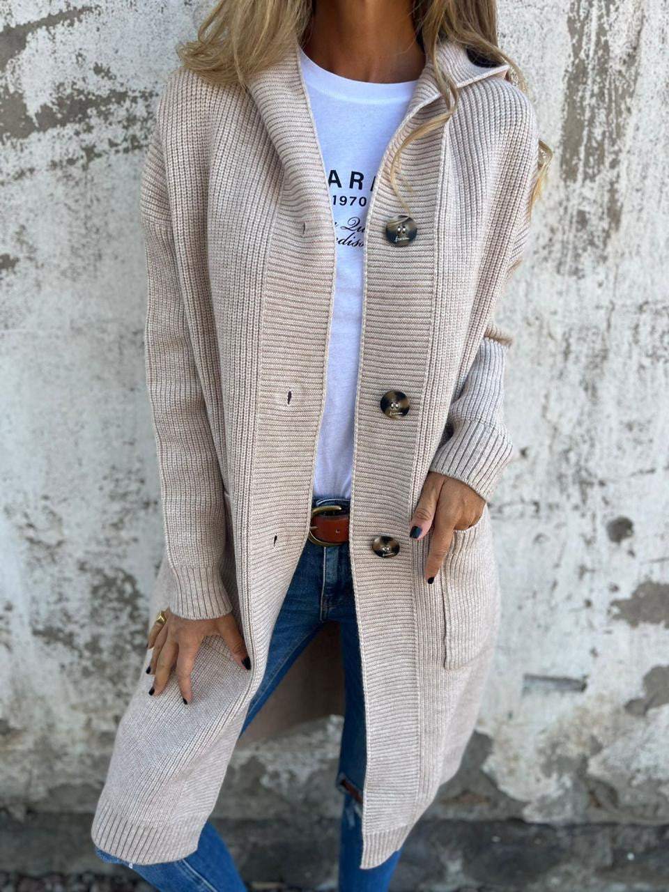 Laura | Elegante cardigan lungo in maglione