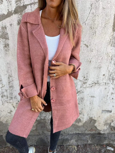 Christina - Cappotto Monopetto Casual in Lana con Revers