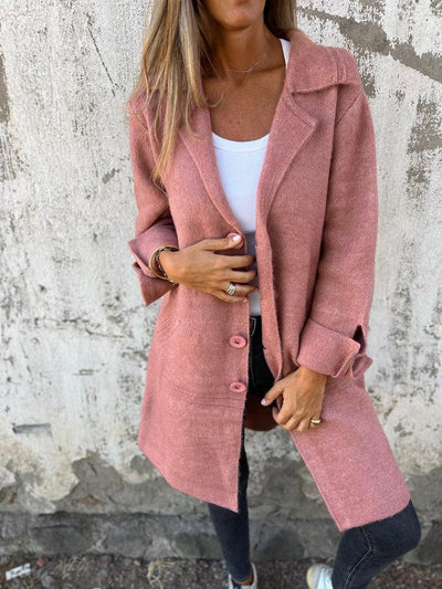 Christina - Cappotto Monopetto Casual in Lana con Revers